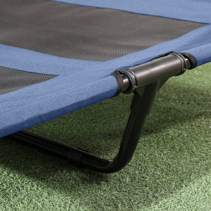 PawHut Hundebett mit Baldachin, Outdoor-Hundebett, klappbar, erhöhter Stand, Blau + Schwarz