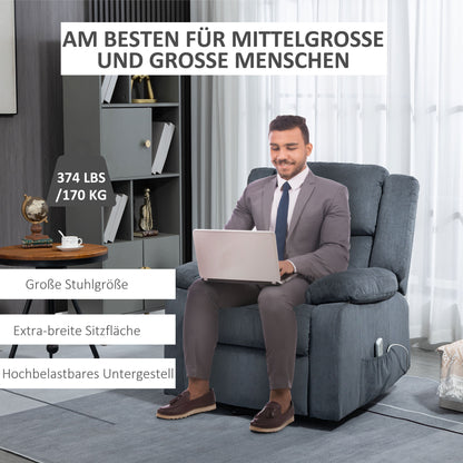 HOMCOM Aufstehsessel, Relaxsessel, mit Liegefunktion, Fernbedienung, Samtoptik, grau, 92 x 93 x 105 cm