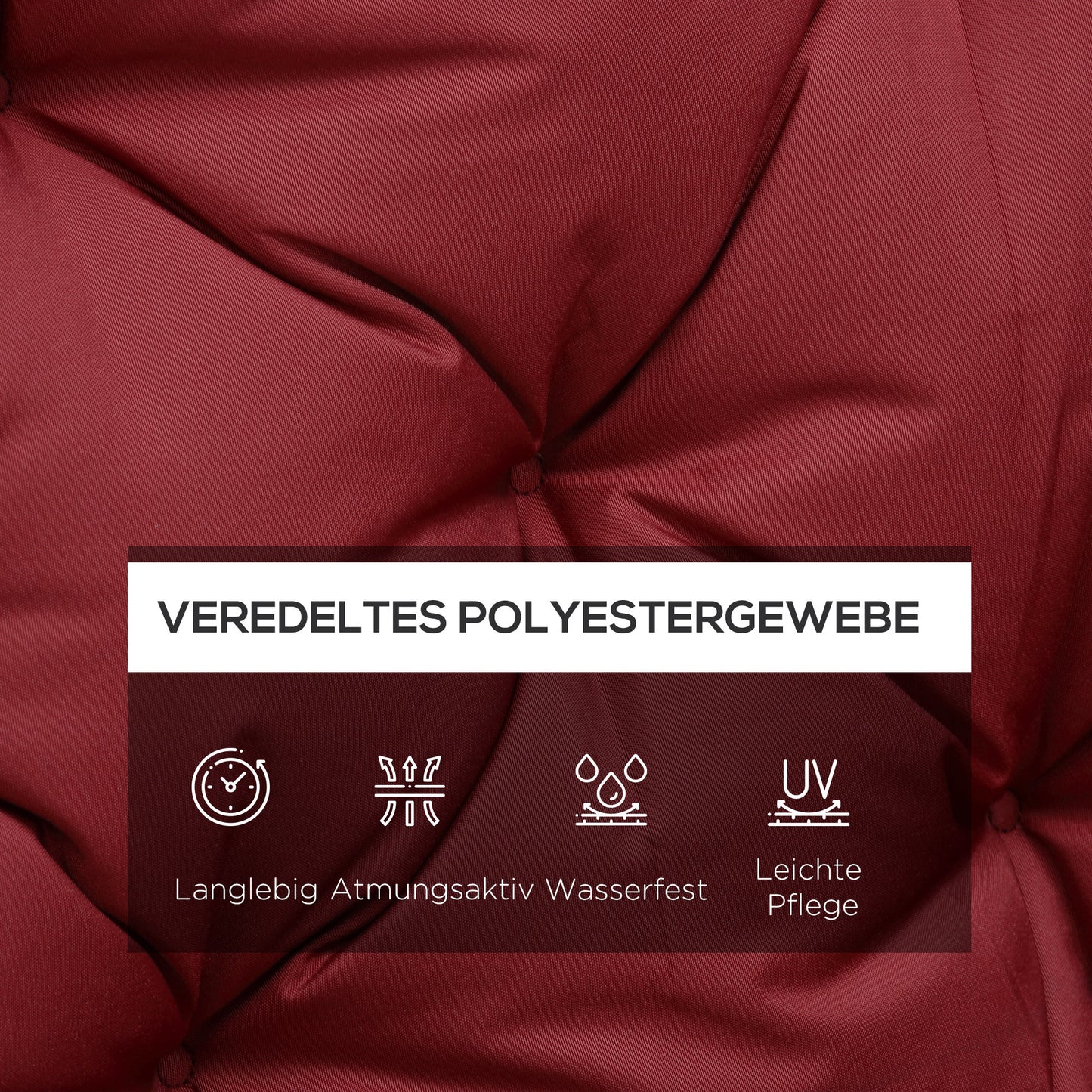 Outsunny Sitzpolster für Bänke, Bankpolster mit Befestigungsbändern, für bis zu 3 Personen, Schaumstoff-Füllung, Sitzpolste