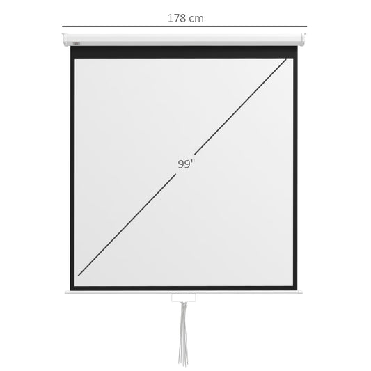HOMCOM Beamer Leinwand 178 x 178 cm 99 Zoll 1:1 HD 4K Projektionsleinwand für Heimkino Büro-Präsentationen
