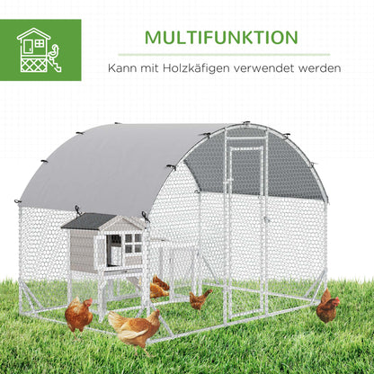 PawHut Gehege für Kleintiere, Outdoor-Freilaufgehege für Hühner, Kaninchen, Enten, stabile Konstruktion, Stahl und Oxford-Stoff