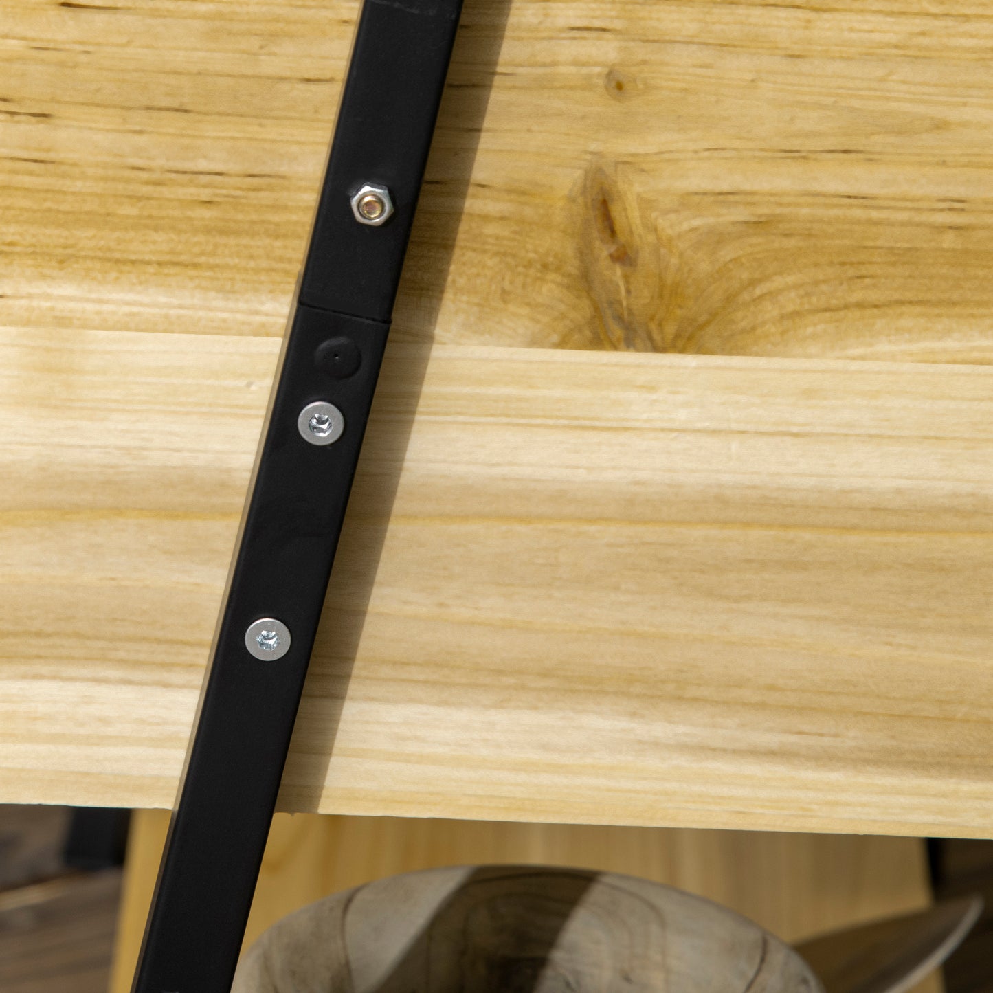 Outsunny Hochbeet im Industrie-Design, mit 1 Regal, Innenverkleidung aus Vlies, wetterbeständig, 80 cm x 30 cm x 125 cm