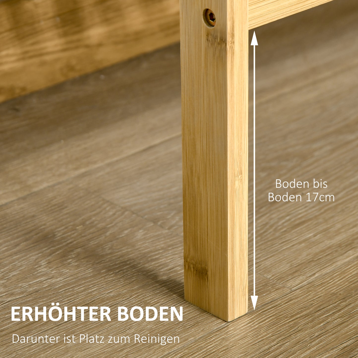 HOMCOM Regal Bambusregal 3 Regalböden, Bambus 62 cm x 33 cm x 80 cm, Natur