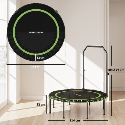 SPORTNOW Fitness-Trampolin mit verstellbarem Handlauf, Sport-Trampolin für drinnen und draußen, Stahl, Kunststoff, Grün