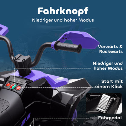 AIYAPLAY Kinder-Elektro-Quad, 24V Elektro-Fahrzeug mit 4 Rädern, Scheinwerfer, USB-Anschluss, MP3-Funktion, 6,5 km/h, 3-8 Jahre