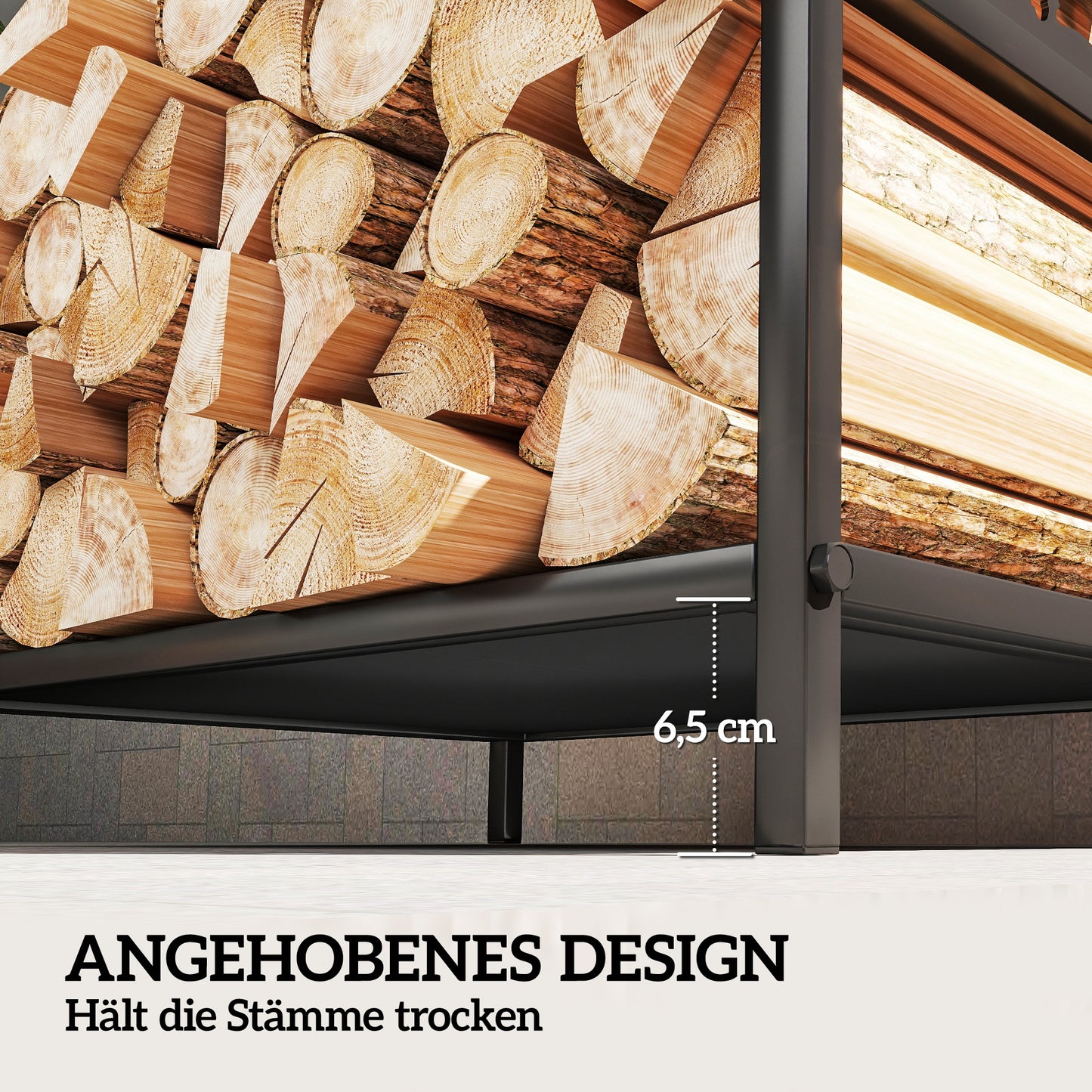 Outsunny Kaminholzregal för inomhus 42,5 x 33,5 x 43 cm Brennholzregal för Kamin Ofen från Metall Schwarz