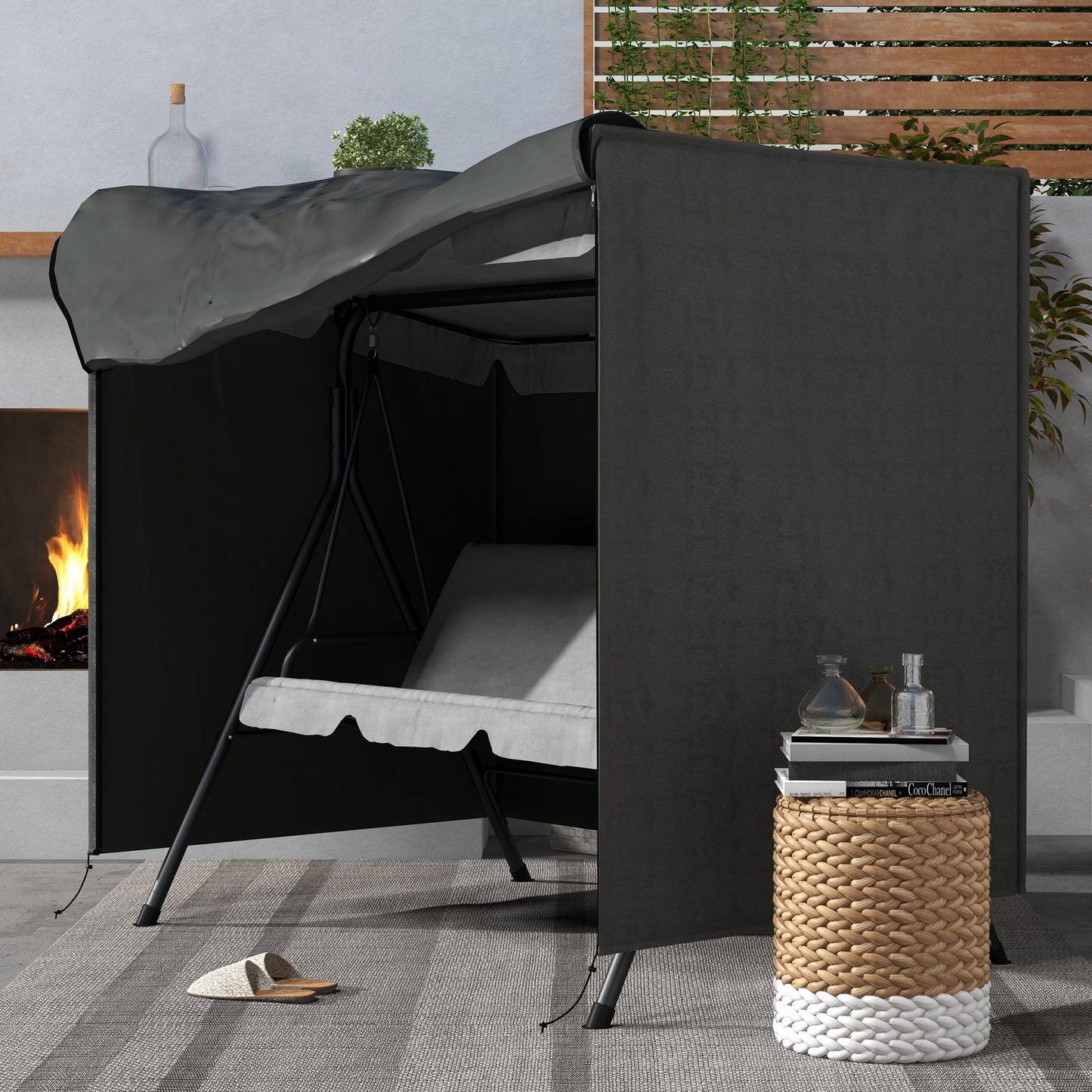 Outsunny Abdeckung für Gartenschaukel, Schutzhülle für Hollywoodschaukel, Abdeckhaube, wasserfest, 177 x 114 x 152 cm, Grau