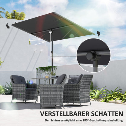 Outsunny Sonnenschirm 180 Grad drehbar Höhenverstellbar Gartenschirm mit Aluminium-Mast 150x205cm Dunkelgrau