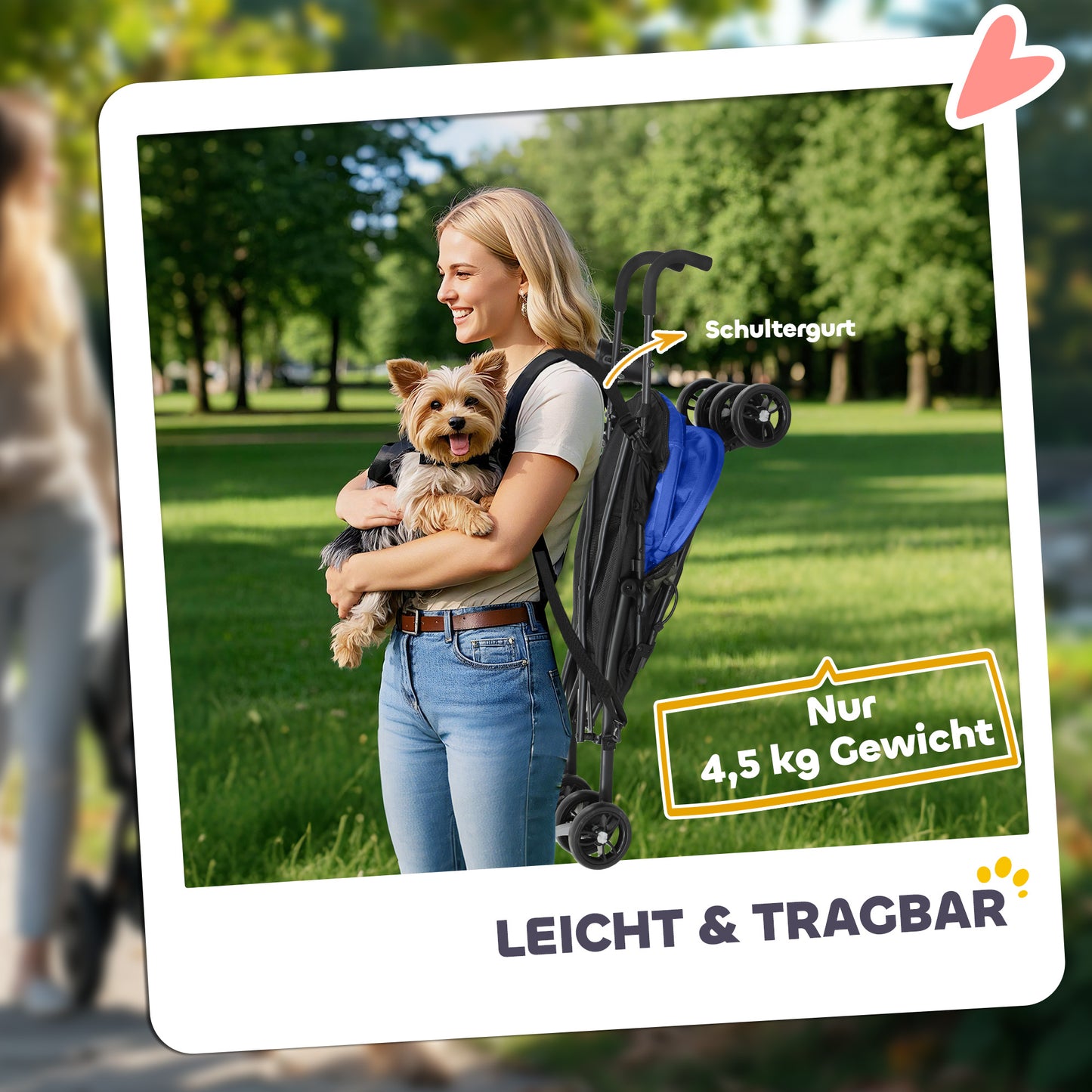 PawHut Haustierwagen, Sicherheitsleinen, Netzfenster, 76L x 44B x 103H cm, Dunkelblau