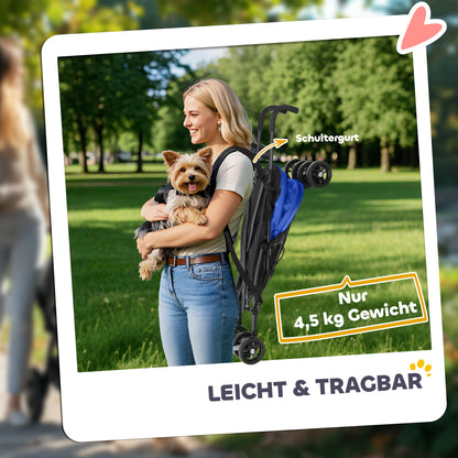 PawHut Haustierwagen, Sicherheitsleinen, Netzfenster, 76L x 44B x 103H cm, Dunkelblau