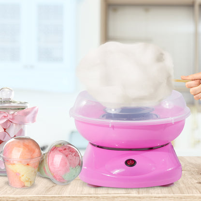 HOMCOM Zuckerwattemaschine für Zuhause Cotton Candy Machine Zuckerwatte Maschine mit Stäbchen und Messlöffel Höhe 18 cm 550W für Kinderfest, Geburtstag, Party Rosa