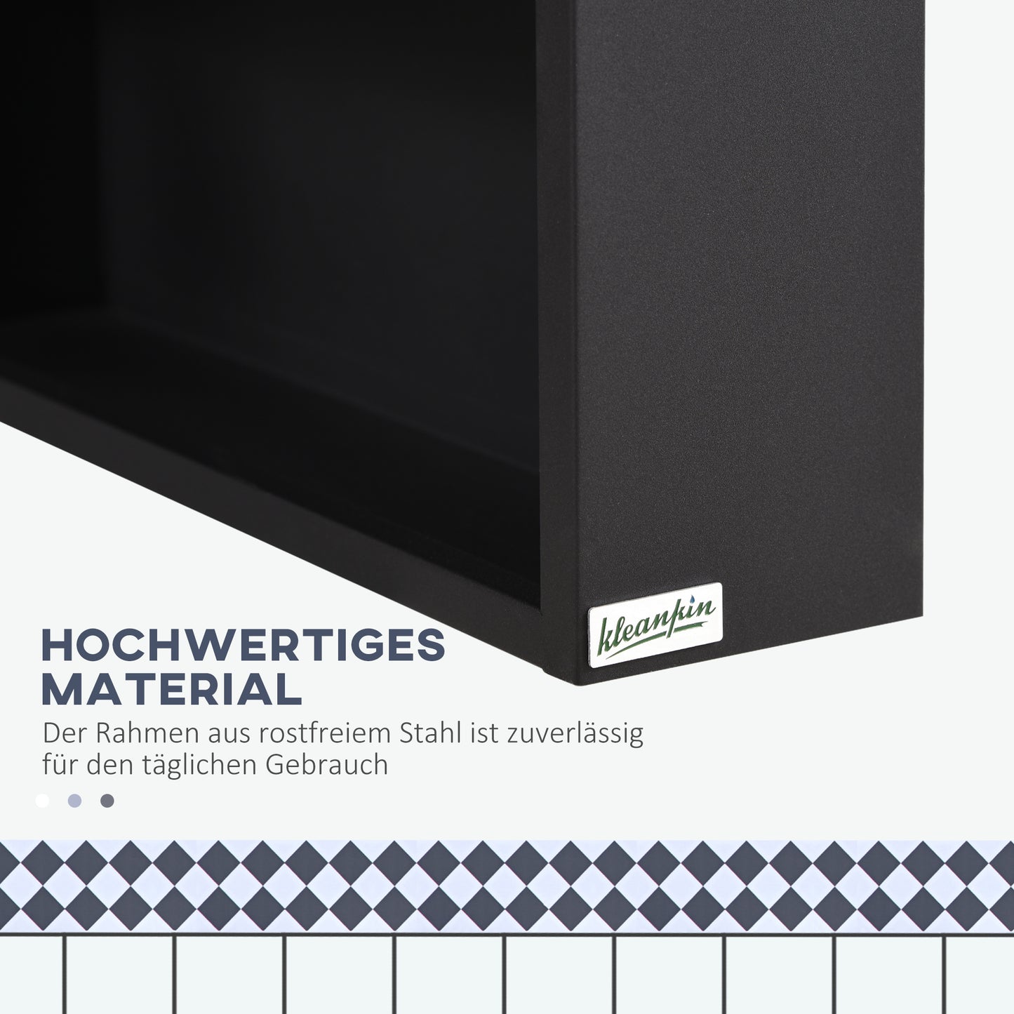 kleankin Spiegelschrank, 2 Innenböden, offenes Regalfach, Stahlgehäuse, schwarz, 46 x 13,5 x 58 cm