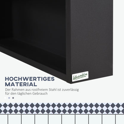 kleankin Spiegelschrank, 2 Innenböden, offenes Regalfach, Stahlgehäuse, schwarz, 46 x 13,5 x 58 cm