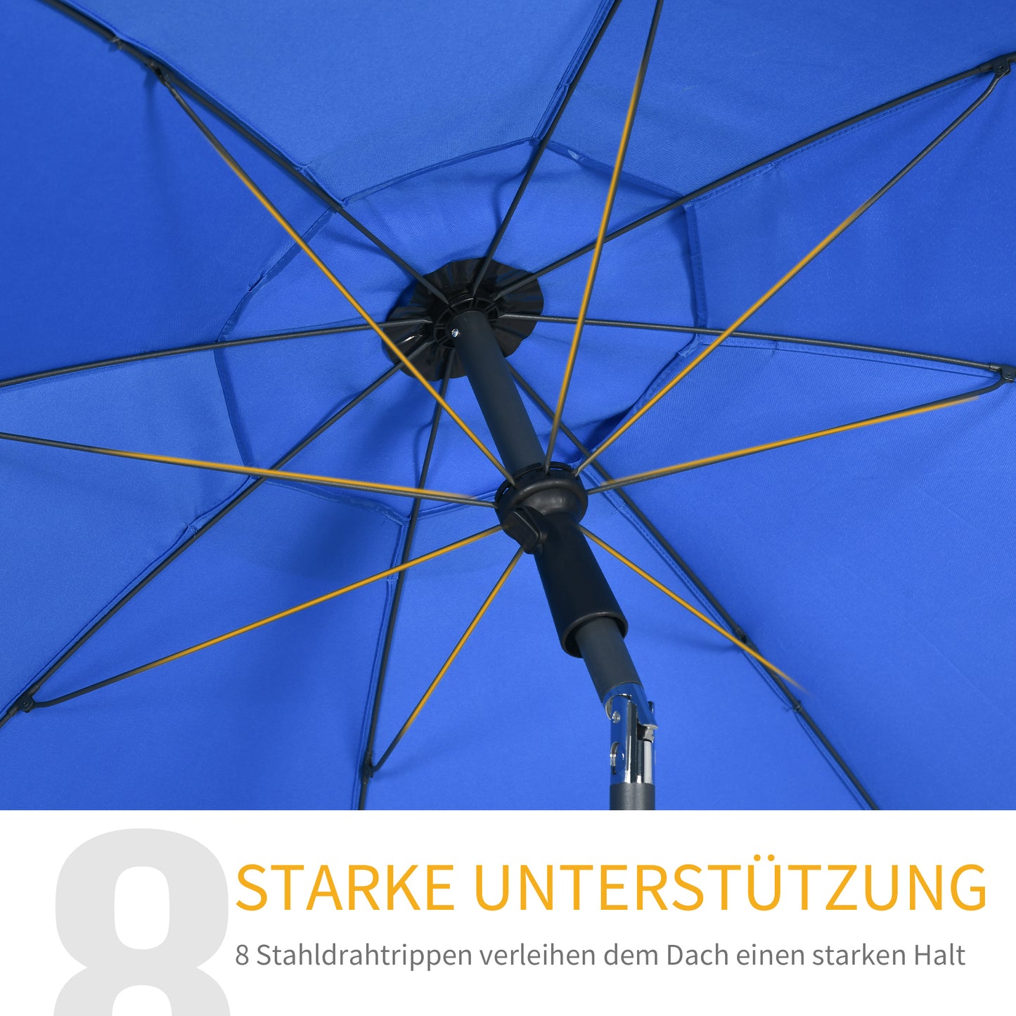 Outsunny Strandschirm, Sonnenschirm, mit Belüftungsöffnungen, verstellbare Neigung, UV50+ Ø1,80, Blau