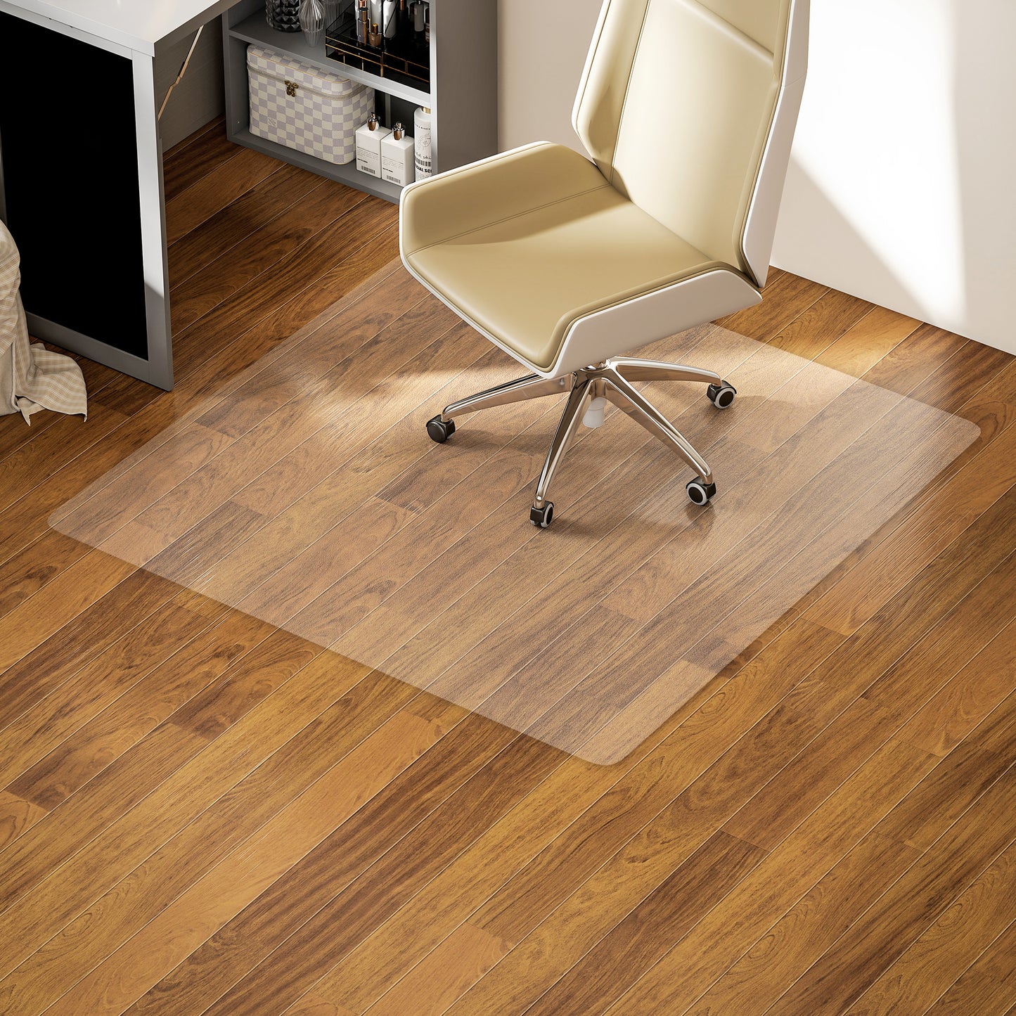 HOMCOM Bodenschutzmatte, rutschfest, 1,5mm dick, 120x120cm, Transparent