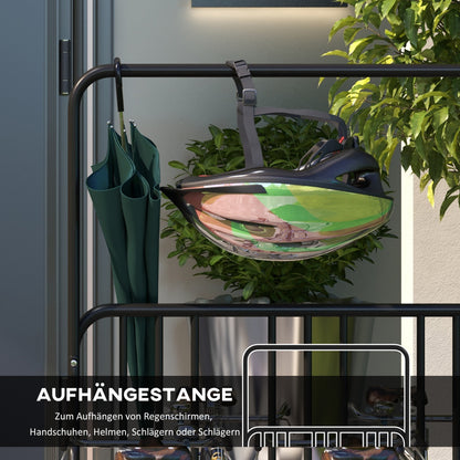 DURHAND Fahrradständer für 4 Fahrräder, wetterbeständig, zusätzliche Halterung, 102 x 92 x 130 cm, Schwarz