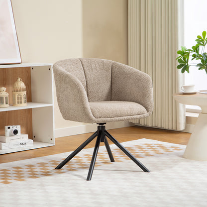 HOMCOM Sessel, Polsterstuhl mit bequemer Sitzschale, drehbar, kuscheliger Bezug, bis 120 kg, Hellbraun