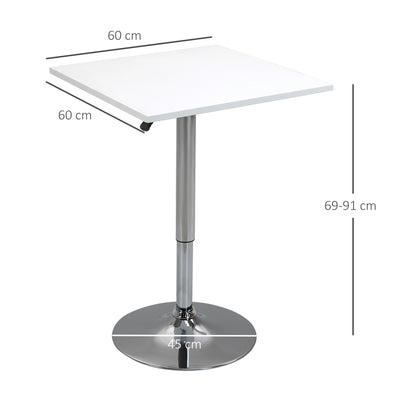 HOMCOM Höhenverstellbarer Bartisch, 360° drehbar, kratzfeste Füße, stabile Metallbasis, Weiß