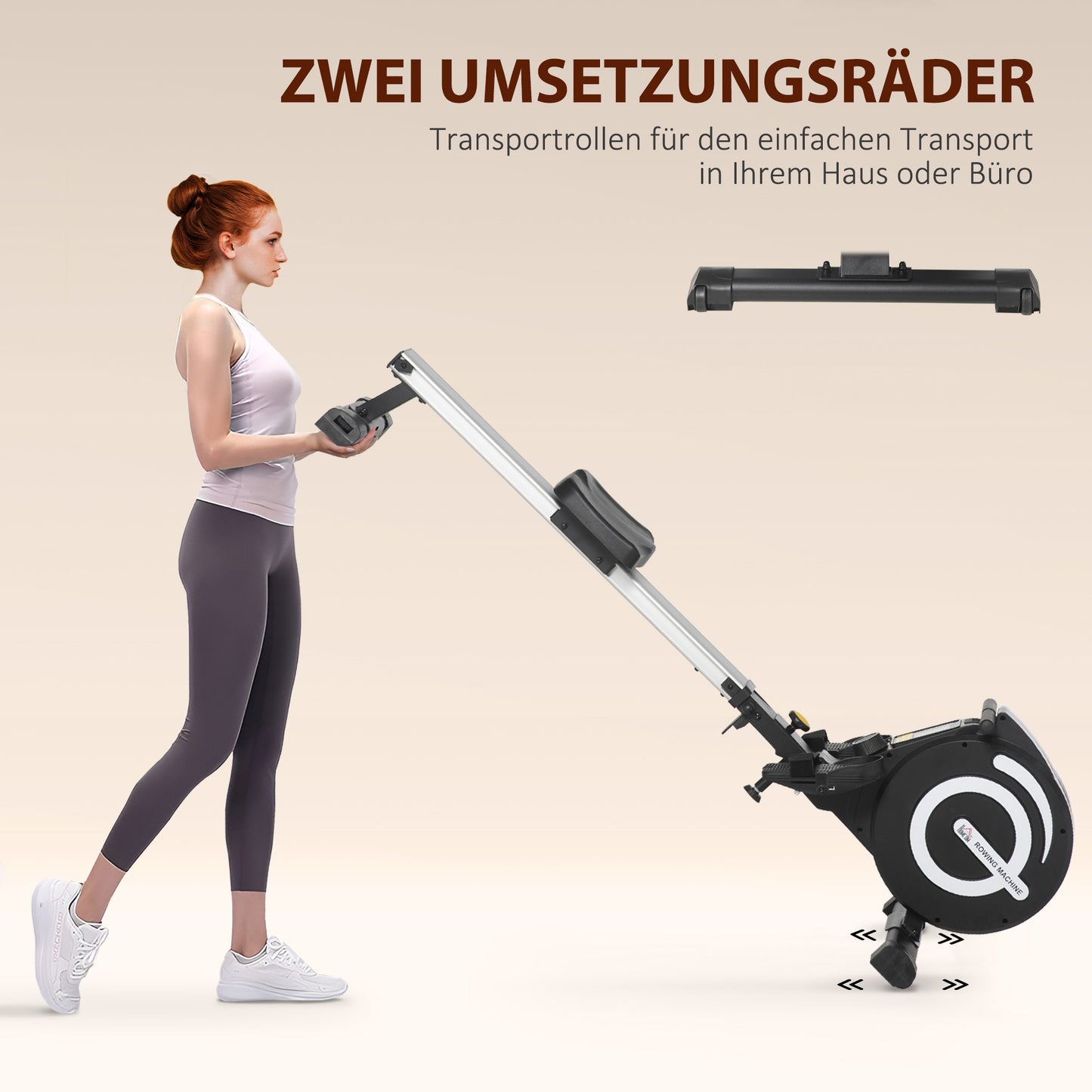 HOMCOM Rudergerät, klappbar, leiser Aluminiumrahmen, LCD-Monitor, 8 Stufen Widerstand, Schwarz/Silber