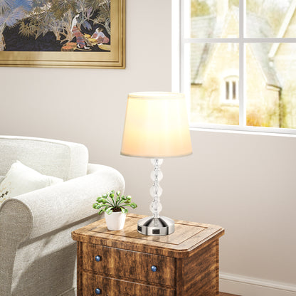 HOMCOM Kristall-Tischleuchte, Touch-Schalter, USB-Ladeanschluss, Ø23x45 cm, Silber