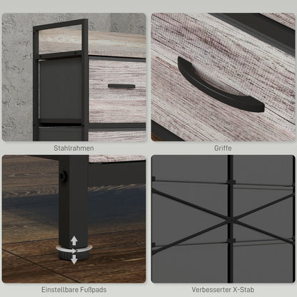 HOMCOM Stoff-Kommode, 6 faltbare Schubladen, Regal, Stahlrahmen, 79 x 29 x 85, Grau