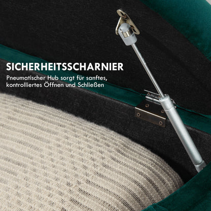 HOMCOM Hocker mit Stauraum, Sitztruhe, gepolstert, soft-close Deckel, Samtoptik, 120 x 46 x 42 cm, Dunkelgrau