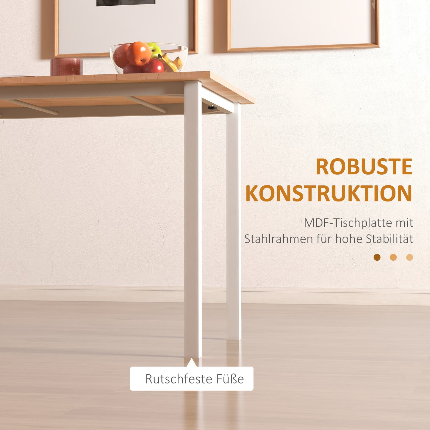 HOMCOM Esstisch für 6 Personen, Küchentisch, Erweiterbar, Küchentisch, Braun + Weiß