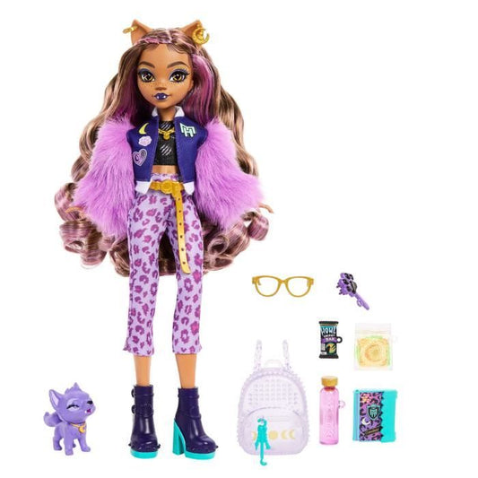 Monster High-Clawdeen Wolf-Doll with Crescent Dog and Accessories HRP65