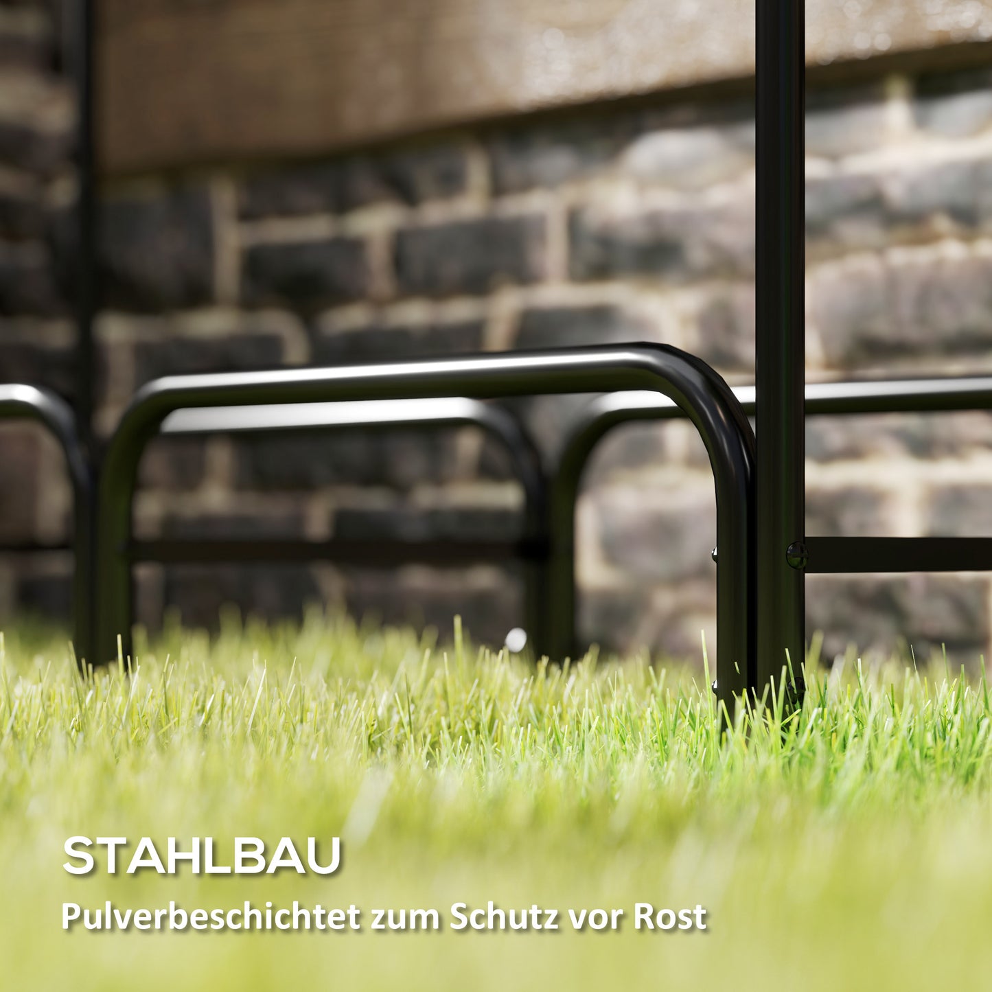 Outsunny Feuerholzgestell, 0,33 m³, mit Tragetasche & Abdeckung, Metallrahmen, bis 150 kg, 120 x 36 x 99 cm, Schwarz