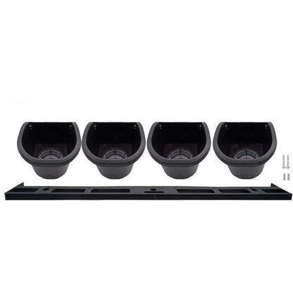 Wall planter - Wall kit consisting of a wall bracket and 4 pots (1 L) - Black - Dim H 15 x W 60 cm - NATURE
