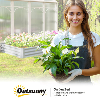 Outsunny Hochbeet aus Stahl, Wetterbeständig Pflanzbeet mit Anti-Schnittkante Frühbeet