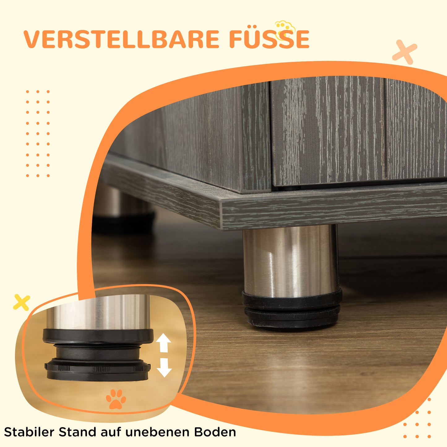 PawHut Hundebox, Haustierbox, Hundehütte mit Schloss, Magnettür, Hundehaus mit Fenster, för stora Hunde, 85 x 55 x 75 cm, Grau