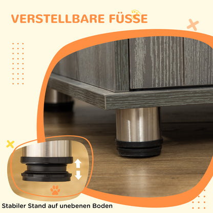 PawHut Hundebox, Haustierbox, Hundehütte mit Schloss, Magnettür, Hundehaus mit Fenster, för stora Hunde, 85 x 55 x 75 cm, Grau