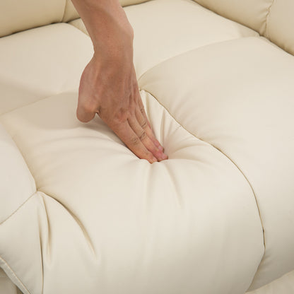 HOMCOM Massagesessel, Relaxsessel, 8 Vibrationspunkte, Liegefunktion, Kunstleder, cremeweiß, 94x99x99cm