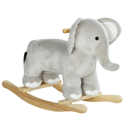 AIYAPLAY Schaukelpferd, Elefant, Soundeffekte, sichere Basis, für 2-4 Jahre, 64,5x31x52 cm, Grau