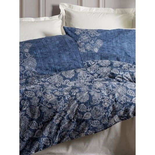 Bedding set - 1 duvet cover 220 x 240 cm + 2 pillowcases 60 x 60 cm - 100% cotton - Blue