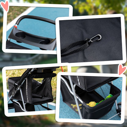 PawHut Hundewagen klappbar mit Becherhalter Sonnendach Schwarz