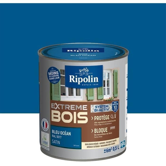 RIPOLIN Satin Wood Paint High Protection 10 years which Protects and Magnifies your Wood - Ocean Blue