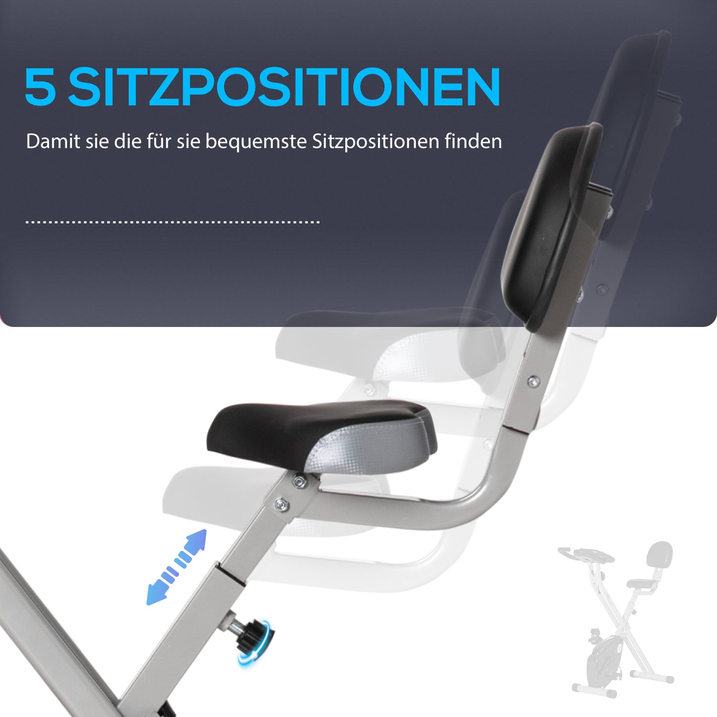 HOMCOM Heimtrainer Fahrradtrainer mit 8 stufig einstellbarem Magnetwiderstand höhenverstellbar Stahl Schwarz+Grau