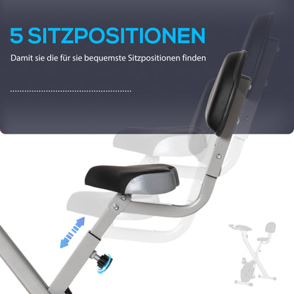HOMCOM Heimtrainer Fahrradtrainer mit 8 stufig einstellbarem Magnetwiderstand höhenverstellbar Stahl Schwarz+Grau