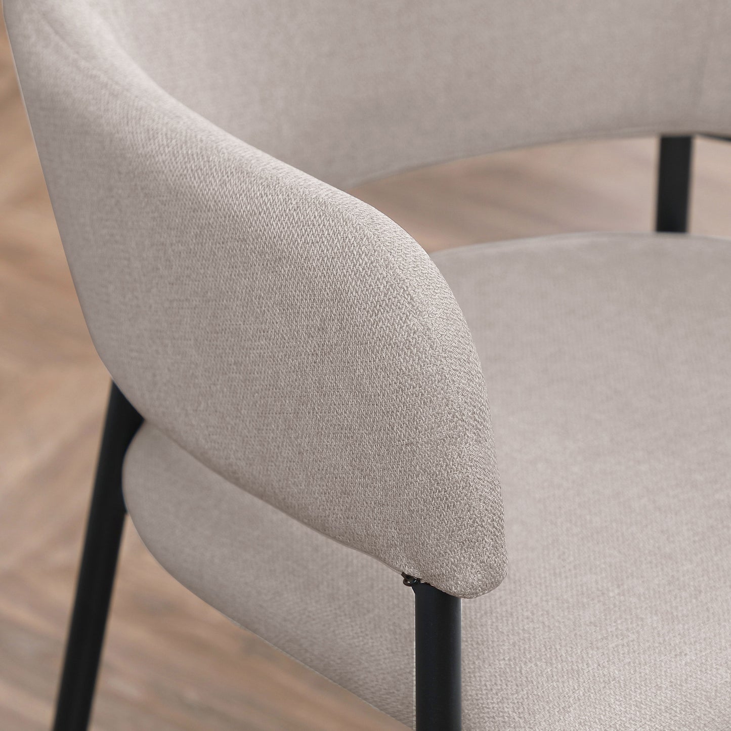 HOMCOM Esszimmerstühle, 2er-Set, bequem, Leinenoptik, Metallrahmen, bis 120 kg, Beige