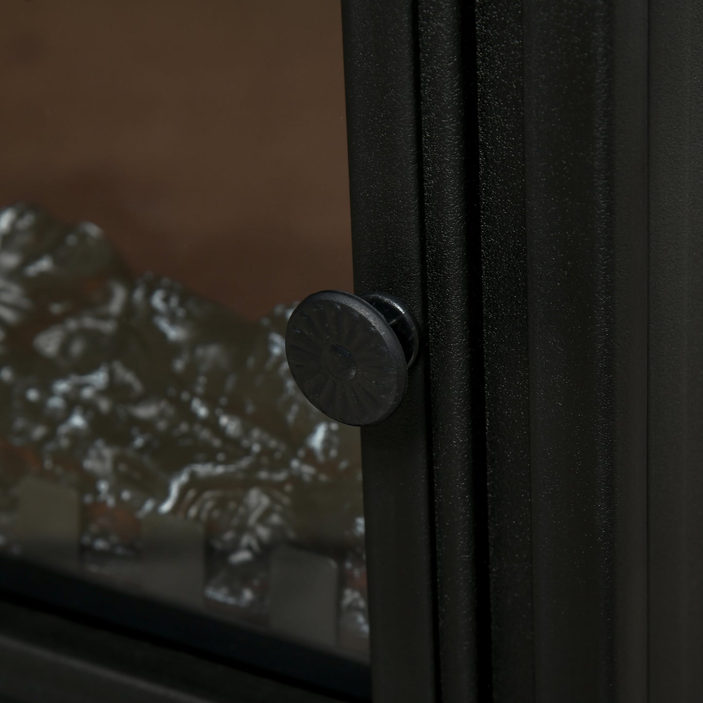 HOMCOM Elektrokamin freistehend, Flammeneffekt, 2 Heizmodi 1000W/2000W, gehärtetes Glas, Schwarz, 36,5x24x45,5 cm