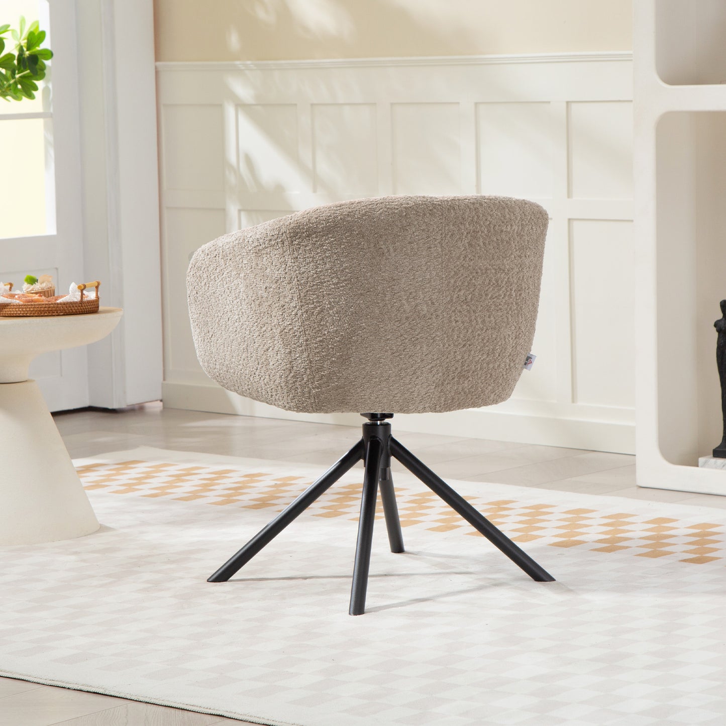 HOMCOM Sessel, Polsterstuhl mit bequemer Sitzschale, drehbar, kuscheliger Bezug, bis 120 kg, Hellbraun