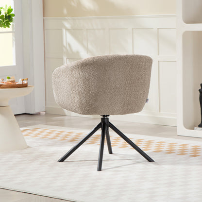 HOMCOM Sessel, Polsterstuhl mit bequemer Sitzschale, drehbar, kuscheliger Bezug, bis 120 kg, Hellbraun