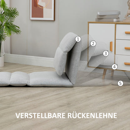 HOMCOM Bodensessel, Gästematratze, Leinenoptik, atmungsaktive Obermaterial, Hellgrau