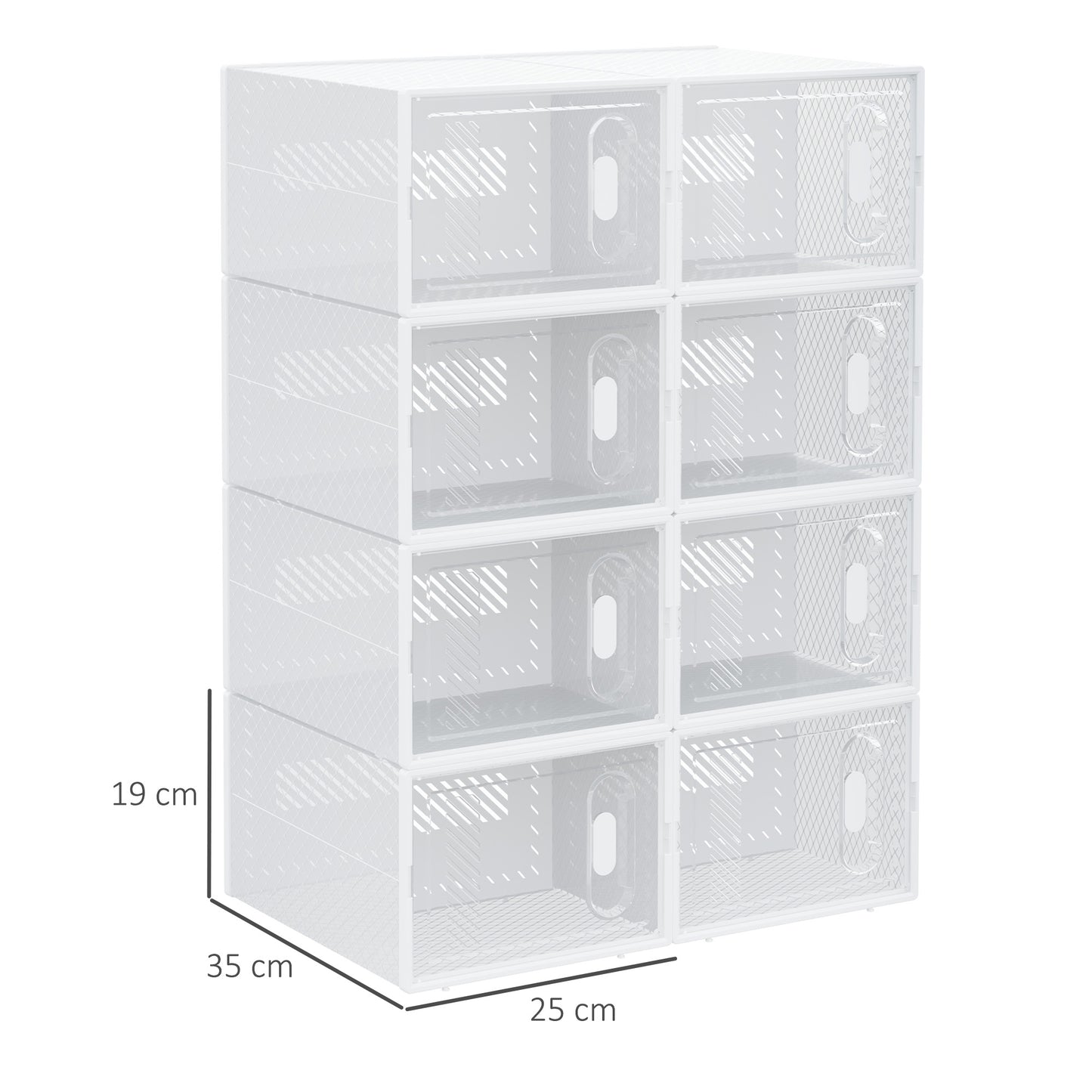 HOMCOM Modulares Regalsystem mit 8 Fächern, Steckregal, 25 cm x 35 cm x 19 cm, Transparent