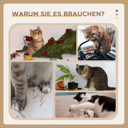 PawHut Kratzbaum, mit Katzenhaus, mehrere Plattformen, Hängematte, Kratzmatte, Kippschutz, beige, 60 x 60 x 150cm