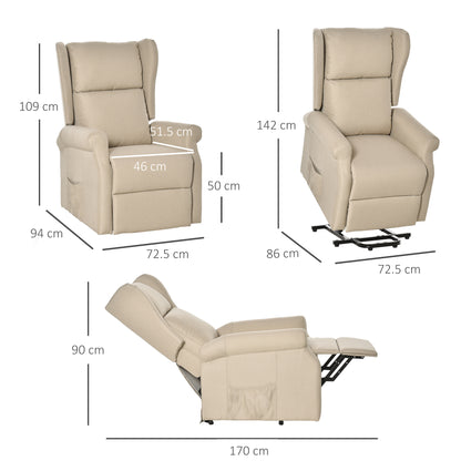HOMCOM Relaxsessel mit Liegefunktion elektrisch, Seniorensessel mit Aufstehhilfe, , bis 200kg, 72,5x94x109cm, Creme
