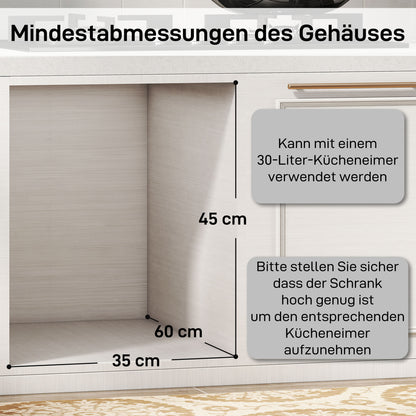 HOMCOM Ausziehbarer Mülleimer, Küchenmüllbehälter mit 2 herausnehmbaren Eimern, Griff, 30 Liter (20 L+10 L), Metall, Grau