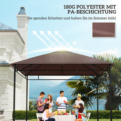 Outsunny Ersatzdach für Gartenpavillon, Polyester, 2,98 x 2,95 m, Kaffee
